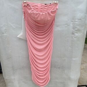 Elegant Pink Ruched Skirt